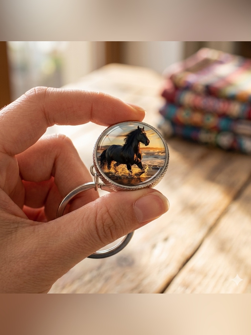 NEW Horse Glass Ball Keychain